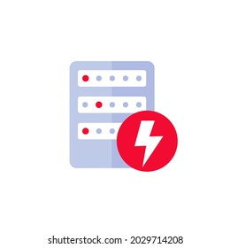 Server electricity warning, electric power icon