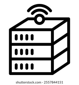 Server emitting wireless signal, symbolizing data transmission and modern network infrastructure