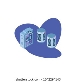 server equipment on white background vector illustration design