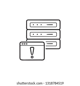 Server error with blocked website hand drawn outline doodle icon. Internet server error, http error concept. Vector sketch illustration for print, web, mobile and infographics on white background.