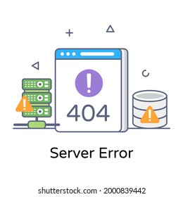 Server Error In Flat Outline Icon, Website Fault 