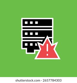 Ícone de erro do servidor ilustrando falha do sistema e problemas de paralisação do data center