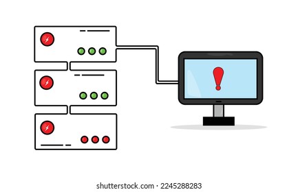 Server error icon line trendy isolated warning element