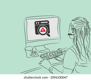 Server Error icon show customer support girl