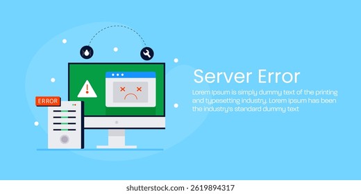 Server error, Website not loading, Server internal error, Website under maintenance - vector illustration background with icon
