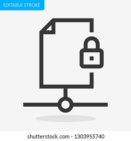 Server File Lock Line Icon Editable Stroke Pixel Perfect Vector
