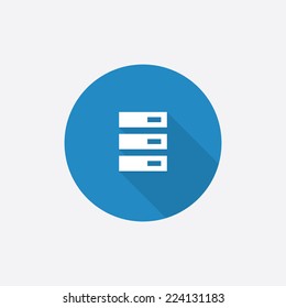 server Flat Blue Simple Icon with long shadow, isolated on white background  