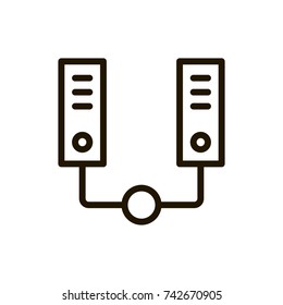 Server flat icon. Single high quality outline symbol of computer for web design or mobile app. Thin line signs of hosting for design logo, visit card, etc. Outline pictogram of database