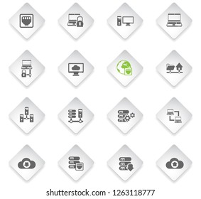 server flat rhombus web icons for user interface design