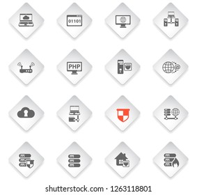 server flat rhombus web icons for user interface design