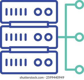 Server Flow outline dual color vector illustration icon design