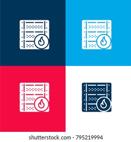 Server four color material and minimal icon logo set in red and blue