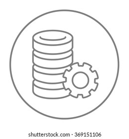 Server with gear line icon.