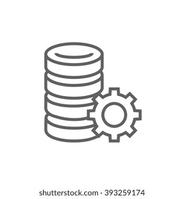 Server with gear line icon.