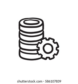Server with gear vector sketch icon isolated on background. Hand drawn Server with gear icon. Server with gear sketch icon for infographic, website or app.