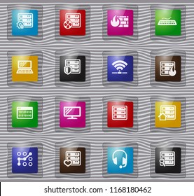 Server glass web icons for user interface design