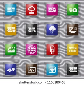 Server glass web icons for user interface design