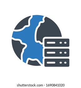 icono de color de glifo vectorial global del servidor 