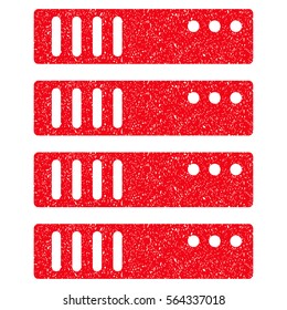 Server grainy textured icon for overlay watermark stamps. Flat symbol with scratched texture. Dotted vector red ink rubber seal stamp with grunge design on a white background.