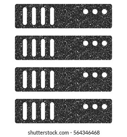 Server grainy textured icon for overlay watermark stamps. Flat symbol with unclean texture. Dotted vector gray ink rubber seal stamp with grunge design on a white background.