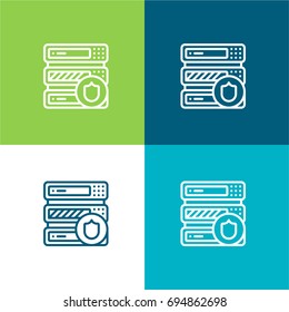 Server green and blue material color minimal icon or logo design