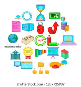 Server hacking icons set. Cartoon set of 25 server hacking vector icons for web isolated on white background