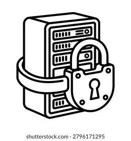 Server Hardening Padlock Icon for Data Center Safety