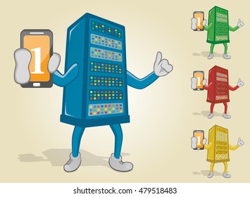Server Holding Mobile Phone