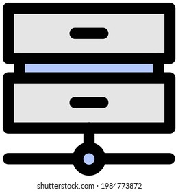 Alojamiento de servidor en el icono de esquema relleno de color