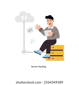 Server Hosting concept vector illustration. Cloud Computing isolated On white Background.        