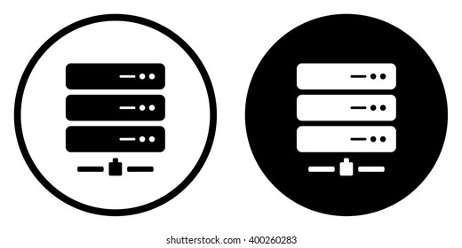 Server hosting icon in circle . Vector illustration
