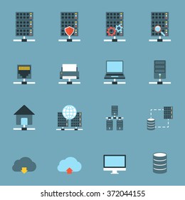 Server Hosting Icons Flat