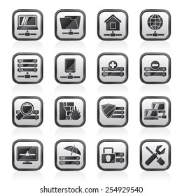 server, hosting and internet icons - vector icon set