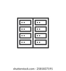 Server Hosting line icon. linear style sign for mobile concept and web design. Rack of servers outline vector icon. Web hosting symbol, logo illustration. Vector graphics