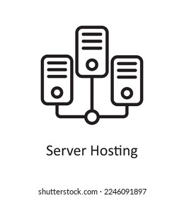 Server Hosting Outline Icon Design illustration. Web Hosting And Cloud Services Symbol on White background EPS 10 File