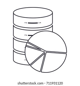 server hosting storage icon and available space circular graphic in monochrome silhouette vector illustration