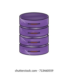 server hosting storage icon in color crayon silhouette vector illustration