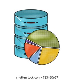 server hosting storage icon colorful and available space circular graphic in color crayon silhouette vector illustration