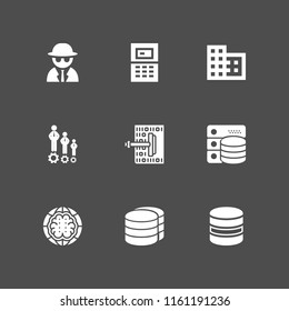 server icon. 9 server set with technological, network, data and database vector icons for web and mobile app
