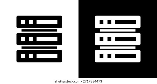 Icono del servidor lleno en blanco y negro.