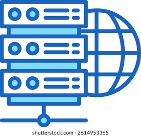 Server Icon Blue Vector Illustration