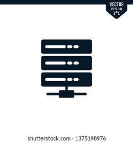 Server icon collection in glyph style, solid color vector