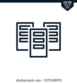 Server icon collection in outlined or line art style, editable stroke vector