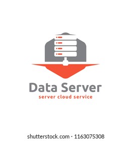 Server Icon Design. Logo Design Related To Server Service, Web Hosting, Data Center, Data Processing Or Cloud Computing. 