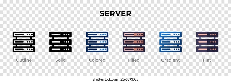 Server icon in different style. Server vector icons designed in outline, solid, colored, filled, gradient, and flat style. Symbol, logo illustration. Vector illustration