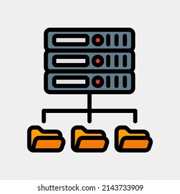 Server icon in filled line style, use for website mobile app presentation