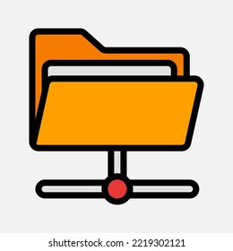 Server icon in filled line style about folders, use for website mobile app presentation