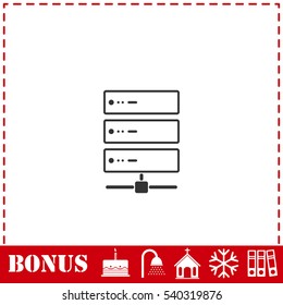 Server icon flat. Simple vector symbol and bonus icon