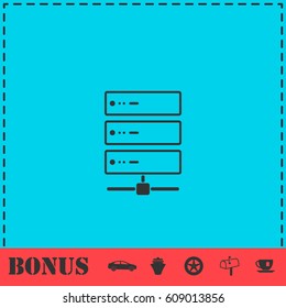 Server icon flat. Simple vector symbol and bonus icon