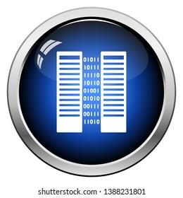 Server Icon. Glossy Button Design. Vector Illustration.